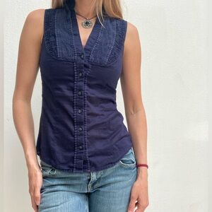Express casual navy preppy sleeveless blouse